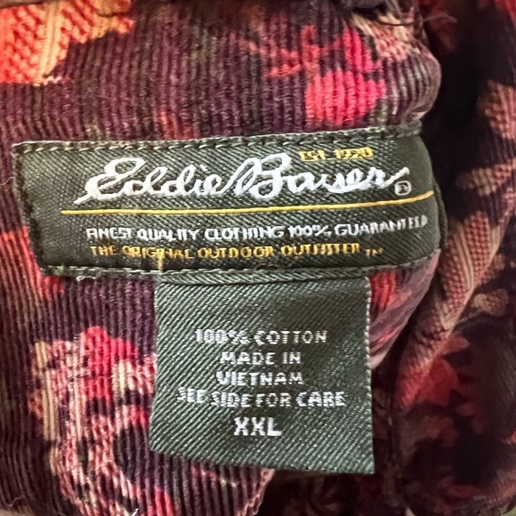 Eddie Bauer Women's Sz XXL Corduroy Button Down Fall Leaf Pattern Top - Picture 4 of 7